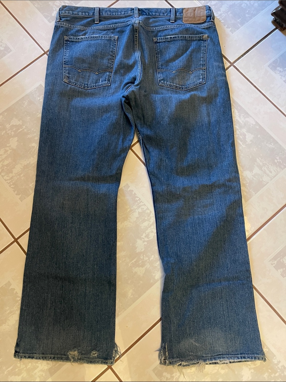 American Eagle Outfitters Dark Blue Men's Bootcut Distressed Jeans - Picture 3 of 6